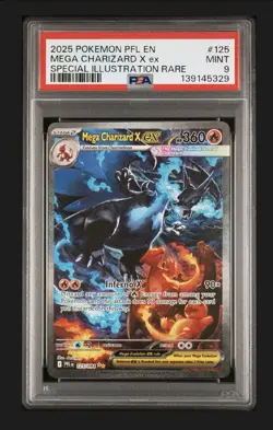 PSA 9 MINT 2025 POKEMON PFL EN-PHANTASMAL FLAMES #125 MEGA CHARIZARD X ex SIR - Image 1