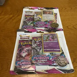 Pokemon TCG Sword & Shield Fusion Strike 3 Pack Blister Eevee & Espeon Set Of 2 - Image 1