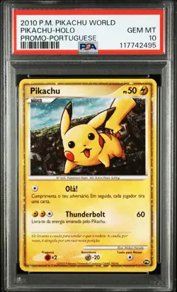 2010 POKEMON WORLD COLLECTION PORTUGUESE-DO NOT USE PIKACHU-HOLO PSA 10 - Image 1