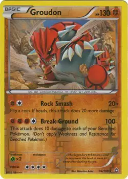 Pokemon - Groudon - 84/160 - Rare - Reverse Holo - XY - Primal Clash - LP - Image 1