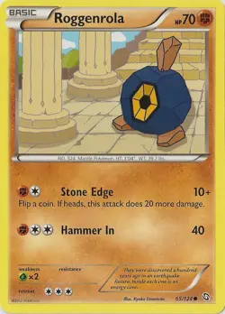 Pokemon - Roggenrola - 65/124 - Common - Reverse Holo - BW - Dragons Exalted - N - Image 1
