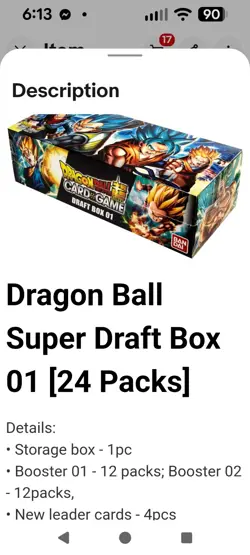 Dragon Ball Super Card Game - Draft Box 01 BOD-01 Sealed New - Image 2