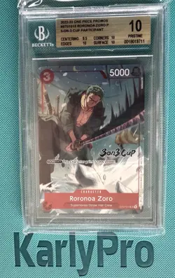 One Piece Card Game Roronoa Zoro 3 On 3 Cup Top Prize BGS10 English - Image 1