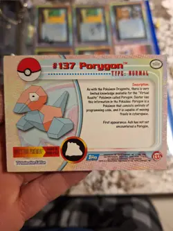 1999 Pokemon Topps Porygon #137 Blue Logo TV Animation Edition Vintage Card - Image 2