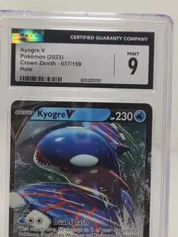 KYOGRE V 037/159 CROWN ZENITH 2023 FULL ART HOLO POKEMON TCG CARD CGC 9 MINT - Image 2