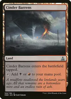 1x Cinder Barrens - NM English MTG - Oath of the Gatewatch - Image 1