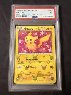 2013 POKEMON B&W LEGEND TREASURES RADIANT COLLECTION #RC7 PIKACHU PSA 7 - Image 1