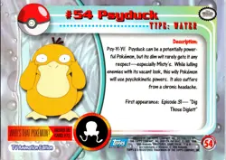 #54 Psyduck - 1999 Pokemon Topps TV Series 1999 - Image 2
