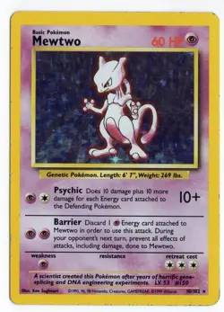 Mewtwo - MP - 10/102 Holo Rare Base Set - Pokemon - Image 1
