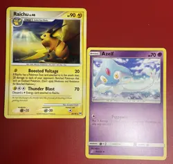 Pokemon Raichu 27/99-Arceus Promo & Azelf 85/236-Unified Minds Non-Holo - Image 1