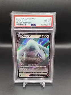 2022 Pokemon SWSH Silver Tempest Lugia V Holo Rare #138/195 PSA 8 - Image 1