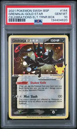 2021 POKEMON SWSH BLACK STAR PROMO #144 GRENINJA-GOLD STAR PSA 10 - Image 1
