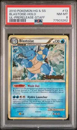 Pokemon Blastoise Staff pre-release 2010 HGSS Unleashed 13/95 PSA 8 - Image 1
