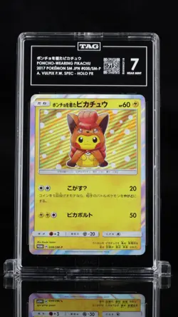 Poncho Wearing Pikachu Vulpix 038/SM-P Promo Pokemon Japanese TAG 7 - Image 1