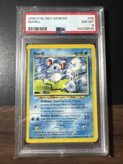2000 Pokemon VINTAGE WOTC Unlimited Neo Genesis Marill #66 PSA 8 - Image 1