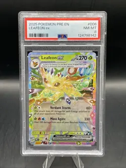 2025 POKEMON PRE EN-PRISMATIC EVOLUTIONS #006 LEAFEON EX PSA 8 - Image 1