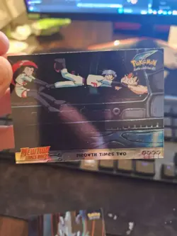 Meowth Times Two #23 Pokemon Topps Mewtwo Strikes Back Rainbow Holo Blue Logo - Image 1