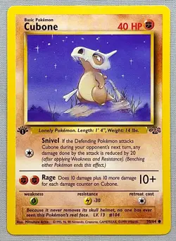 Pokemon 1st EDITION Cubone #50/64 Common - 1999 Jungle Set - NM Condition - Image 1