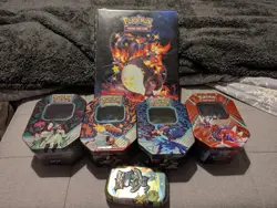Pokemon cards in tins and binder bundle job lot. - Image 2