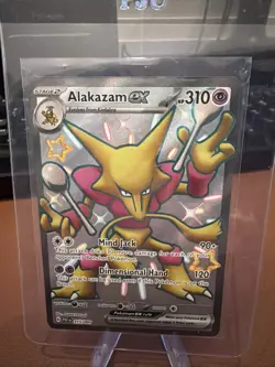 Alakazam EX 215/091 Full Art Shiny Ultra Rare Paldean Fates Pokemon Card - Image 1