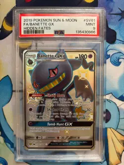 2019 Pokemon Sun & Moon Hidden Fates Banette GX Full Art #SV61 PSA 9 - Image 1