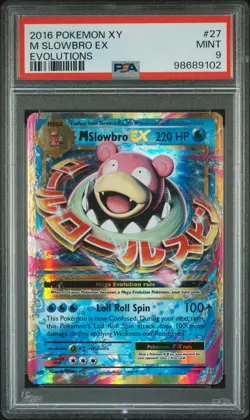2016 POKEMON XY EVOLUTIONS #27 M SLOWBRO EX PSA 9 - Image 1