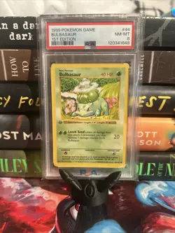 1999 Pokemon Base Set 1st Edition Shadowless #44 BULBASAUR PSA 8 NM-MT (New Cert - Image 1