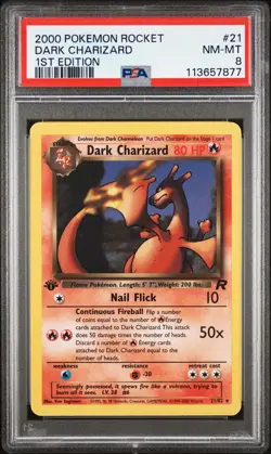 Dark Charizard 1st Edition ⭐ 21/82 Team Rocket Regular Pokemon PSA 8 - Image 1