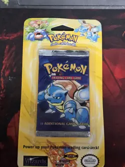1999 WOTC Pokemon Base Set UNSEALED Booster Blister Pack Blastoise - Image 1