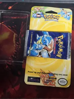 1999 WOTC Pokemon Base Set UNSEALED Booster Blister Pack Blastoise - Image 2
