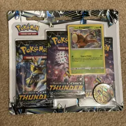 Sealed Pokemon TCG Sun & Moon Lost Thunder 3 Pack Blister In Magnetic Case - Image 2