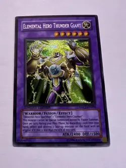 Yugioh Elemental Hero Thunder Giant EHC2-EN004 Secret Rare Limited Ed NM-VLP - Image 1