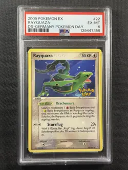 Pokemon Cards PSA 6 Ex-Mt Rayquaza DX Germany Pokemon Day 2005 22/107 - Image 1