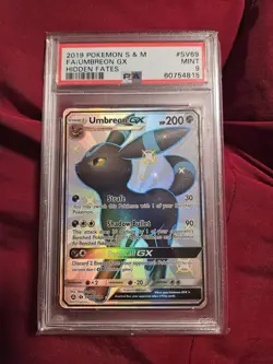 2019 Umbreon GX Full Art Pokemon Hidden Fates Card #SV69 PSA 9 - Image 1