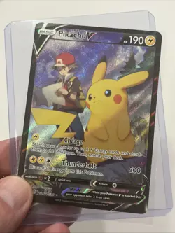 Pokemon TCG Pikachu v TG16/TG30 Lost Origin 2022 Full Art Holo Ultra Rare Card - Image 2