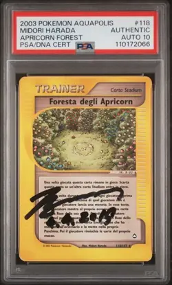 Pokemon PSA Apricorn Forest #118 Aquapolis Auto 10 Midori Harada 2003 Italiano - Image 2