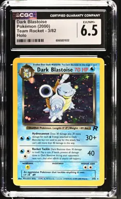 2000 Pokemon Dark Blastoise 3/82 Team Rocket Holo CGC 6.5 - Image 1