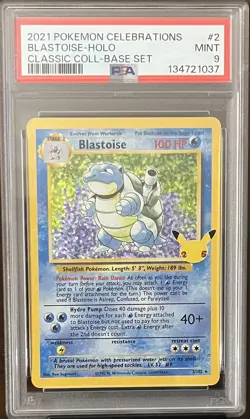 Pokemon Celebrations Blastoise 2/102 Classic Collection Holo PSA 9 MINT - Image 1