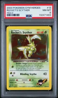 2000 POKEMON GYM HEROES HOLO #13 ROCKET'S SCYTHER PSA 8 - Image 1