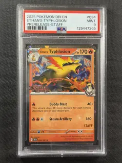 Pokemon Cards PSA 9 Ethan's Typhlosion PreRelease Staff Destined Rivals 034/182 - Image 1