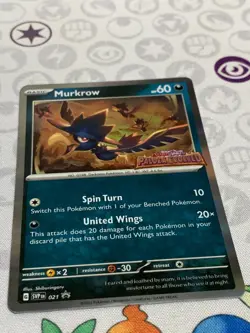 C777 POKEMON TCG MURKROW NM CARD HOLO #021 SCARLET VIOLET PALDEA PROMO - Image 2