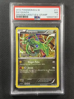 Pokemon Cards PSA 7 Nm Rayquaza Dragon Vault Stamp B&W 2012 Ultra Rare 11/20 - Image 1