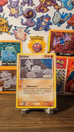 Pokemon Card - Geodude Legend Maker 53/92 Reverse Holo Stamped w/Swirl - LP/MP - Image 1