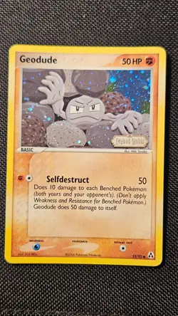 Pokemon Card - Geodude Legend Maker 53/92 Reverse Holo Stamped w/Swirl - LP/MP - Image 2
