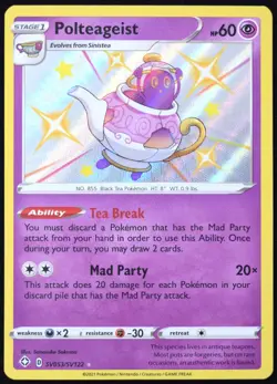 Pokemon TCG Polteageist SV053/SV122 2021 Shining Fates Shiny Holo Rare Card - LP - Image 1