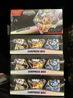 Pokemon TCG Scarlet And Violet Prismatic Evolutions Surprise Box Lot Of 4 - Image 1
