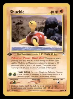 Shuckle 51/64 1st Edition Neo Revelation 2001 Pokemon - Image 1