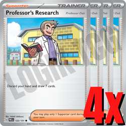 4x Professor's Research (Oak) 122/131 x4 - Prismatic Evolutions - Pokemon TCG - Image 1