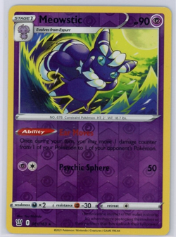 Pokemon TCG Meowstic Sword & Shield Battle Styles 061/163 Reverse Holo Rare - Image 1