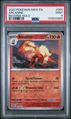 2023 POKEMON 151 MEW EN #59 ARCANINE REVERSE HOLO PSA 9 151 - Image 1